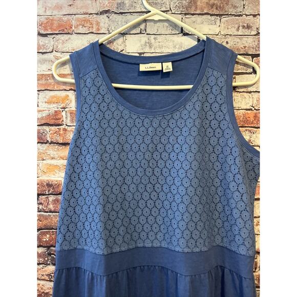 Blue Sleeveless LL Bean Knit Stretch Dress Women’s Size Medium - Picture 5 of 6